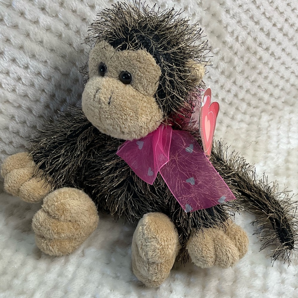 Loblaws Plush Brown Monkey 77002 Pink Bow Stuffed Animal Toy with Tags #1